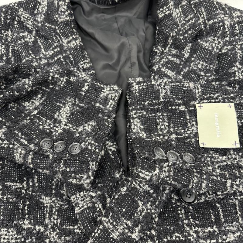 メアグラーティア meagratia コート コート一般 Mix tweed chesterfield coat ツイード ダブル チェスター コート 24263-0303 2 黒 / ブラック / black メンズ USED 古着 中古 50156163