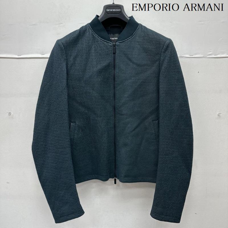 エンポリオアルマーニ EMPORIO ARMANI ジャケット、上着 レザージャケット エンボス マイクロ ステッチ レザー ジャケット T1R07P 48 緑 / グリーン / green メンズ USED 古着 中古 50156169