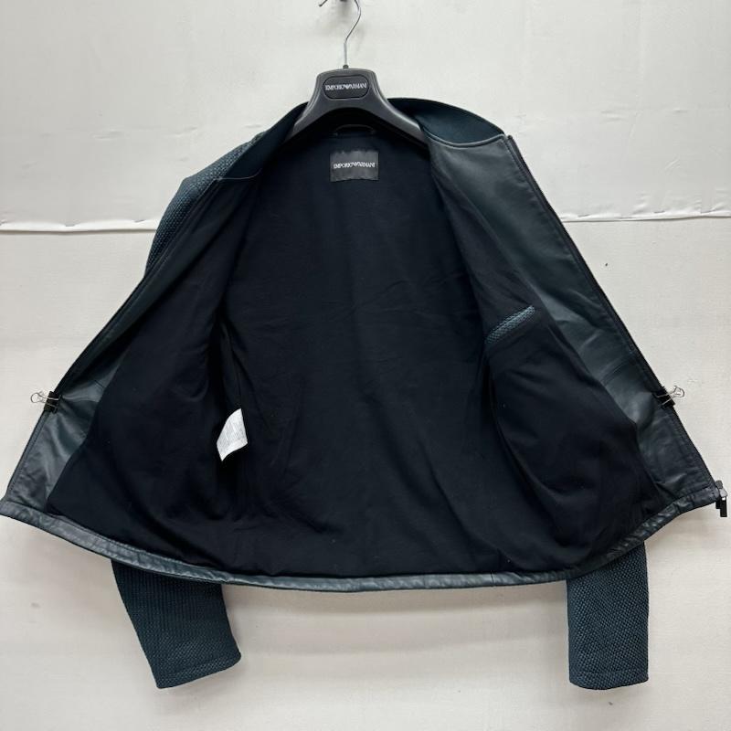 エンポリオアルマーニ EMPORIO ARMANI ジャケット、上着 レザージャケット エンボス マイクロ ステッチ レザー ジャケット T1R07P 48 緑 / グリーン / green メンズ USED 古着 中古 50156169