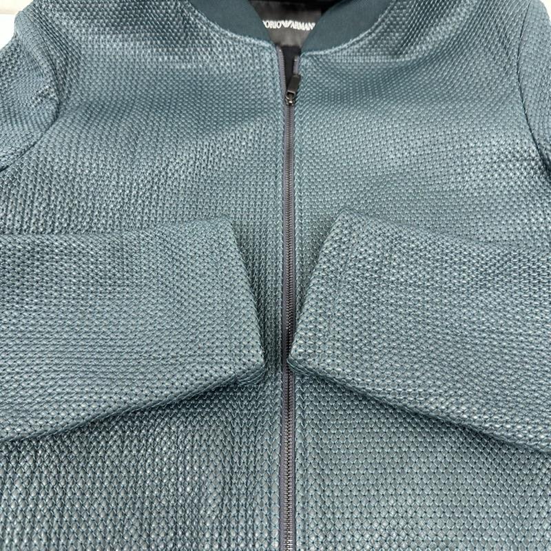 エンポリオアルマーニ EMPORIO ARMANI ジャケット、上着 レザージャケット エンボス マイクロ ステッチ レザー ジャケット T1R07P 48 緑 / グリーン / green メンズ USED 古着 中古 50156169
