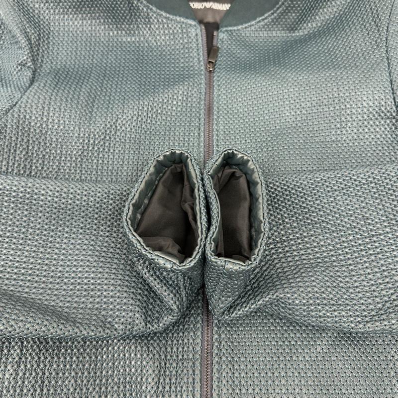 エンポリオアルマーニ EMPORIO ARMANI ジャケット、上着 レザージャケット エンボス マイクロ ステッチ レザー ジャケット T1R07P 48 緑 / グリーン / green メンズ USED 古着 中古 50156169