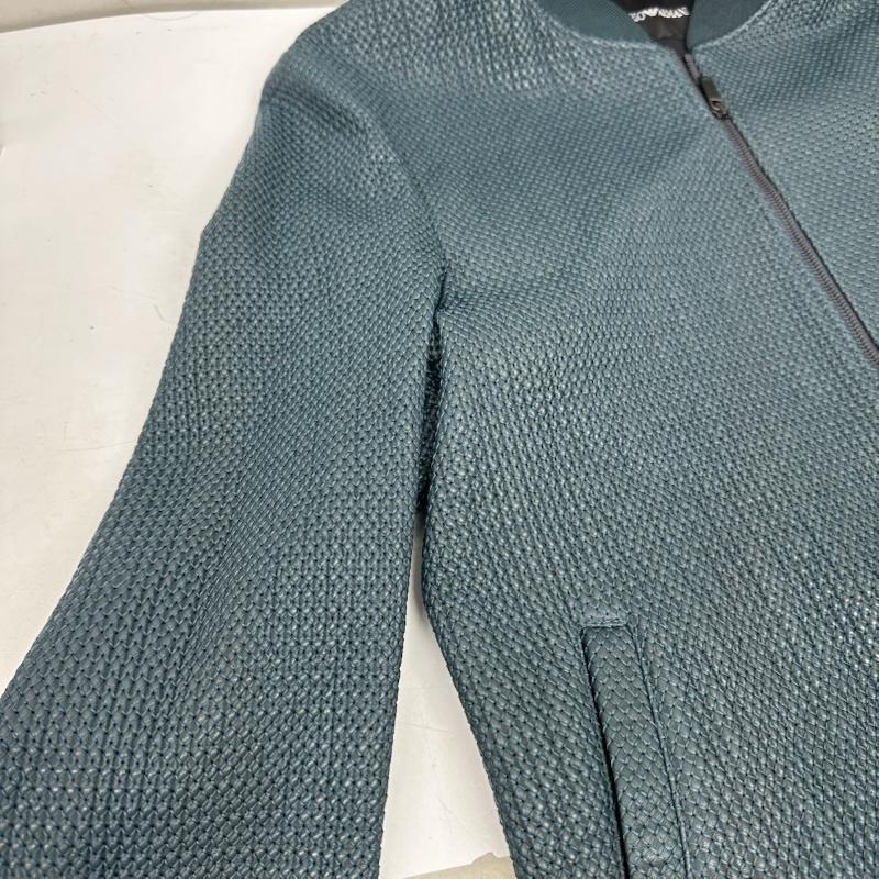 エンポリオアルマーニ EMPORIO ARMANI ジャケット、上着 レザージャケット エンボス マイクロ ステッチ レザー ジャケット T1R07P 48 緑 / グリーン / green メンズ USED 古着 中古 50156169