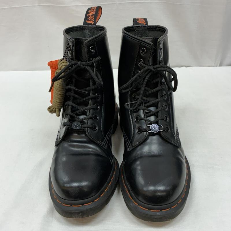 ドクターマーチン Dr.Martens ブーツ ショートブーツ BEAMS BABYLON トリプルネーム 1460 SMOOTH 8EYE レースアップ 8ホール ブーツ UK：7 ロゴ、文字 黒 / ブラック / black X 橙 / オレンジ / orange メンズ USED 古着 中古 50156197