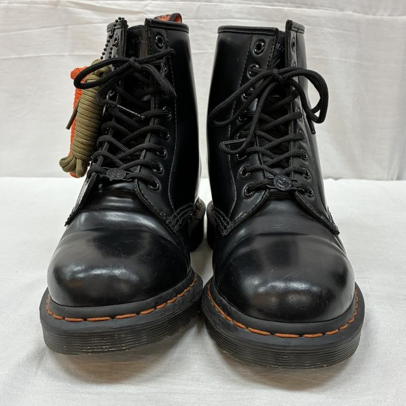 ドクターマーチン Dr.Martens ブーツ ショートブーツ BEAMS BABYLON トリプルネーム 1460 SMOOTH 8EYE レースアップ 8ホール ブーツ UK：7 ロゴ、文字 黒 / ブラック / black X 橙 / オレンジ / orange メンズ USED 古着 中古 50156197