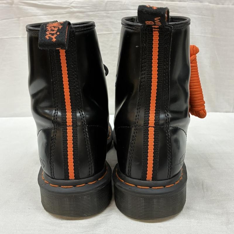ドクターマーチン Dr.Martens ブーツ ショートブーツ BEAMS BABYLON トリプルネーム 1460 SMOOTH 8EYE レースアップ 8ホール ブーツ UK：7 ロゴ、文字 黒 / ブラック / black X 橙 / オレンジ / orange メンズ USED 古着 中古 50156197
