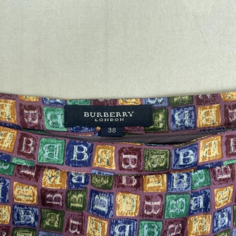 バーバリーロンドン Burberry London スカート ひざ丈スカート 総柄 ブロック チェック ロゴ スカート fxa58-029 紫 / パープル / purple レディース USED 古着 中古 50156210