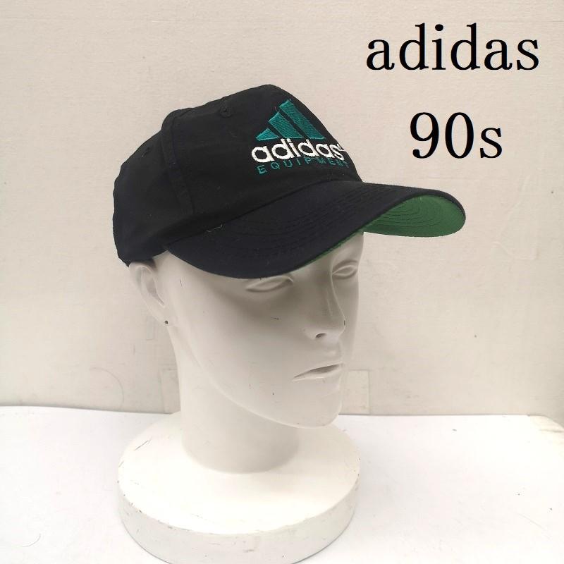 アディダス adidas 帽子 キャップ 90s EQUIPMENT キャップ ロゴ 刺繍 - 黒 / ブラック / black メンズ USED 古着 中古 50156213
