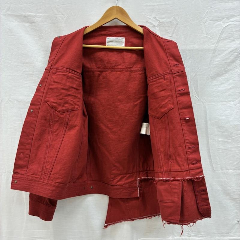 カラー kolor ジャケット、上着 ジャンパー、ブルゾン 23AW 後染 ギミック ドッキング トラッカー ジャケット 23WCM-G08111 2 赤 / レッド / red メンズ USED 古着 中古 50156221