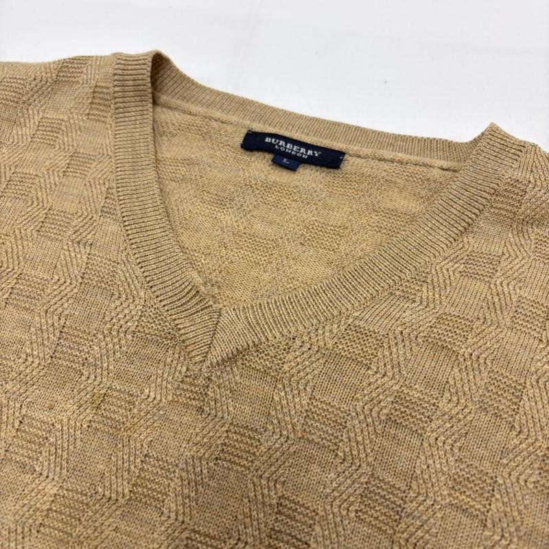 バーバリーロンドン Burberry London ニット、セーター 長袖 Vネック 薄手 長袖 ニット L 無地 ベージュ / ベージュ / beige メンズ USED 古着 中古 50156231