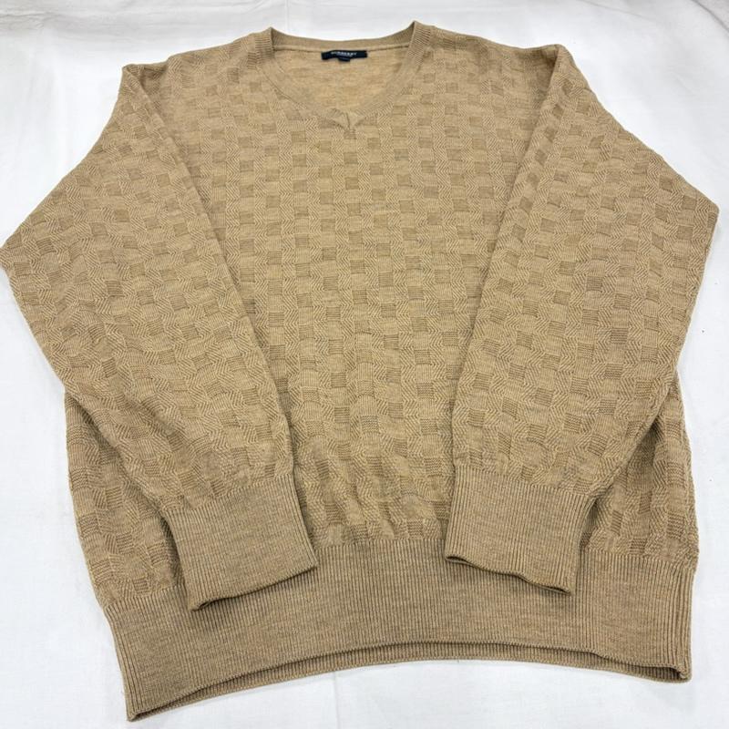 バーバリーロンドン Burberry London ニット、セーター 長袖 Vネック 薄手 長袖 ニット L 無地 ベージュ / ベージュ / beige メンズ USED 古着 中古 50156231