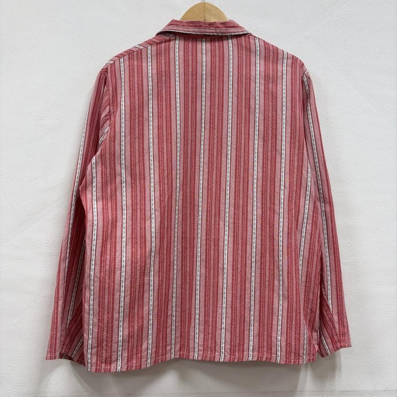 ヴィンテージ VINTAGE シャツ、ブラウス 長袖 ストライプ 長袖 シャツ ポケット ヴィンテージ 46 ストライプ X 刺繍 赤 / レッド / red X 白 / ホワイト / white X 黒 / ブラック / black メンズ USED 古着 中古 50156236
