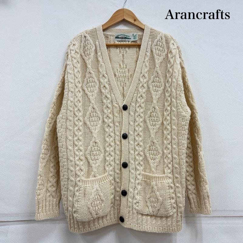 古着 USED カーディガン 長袖 Arancrafts アランクラフト Vネック カーディガン ニット ヴィンテージ アイルランド製 フィッシャーマン XXL 無地 ナチュラル / ナチュラル / メンズ USED 古着 中古 50156243