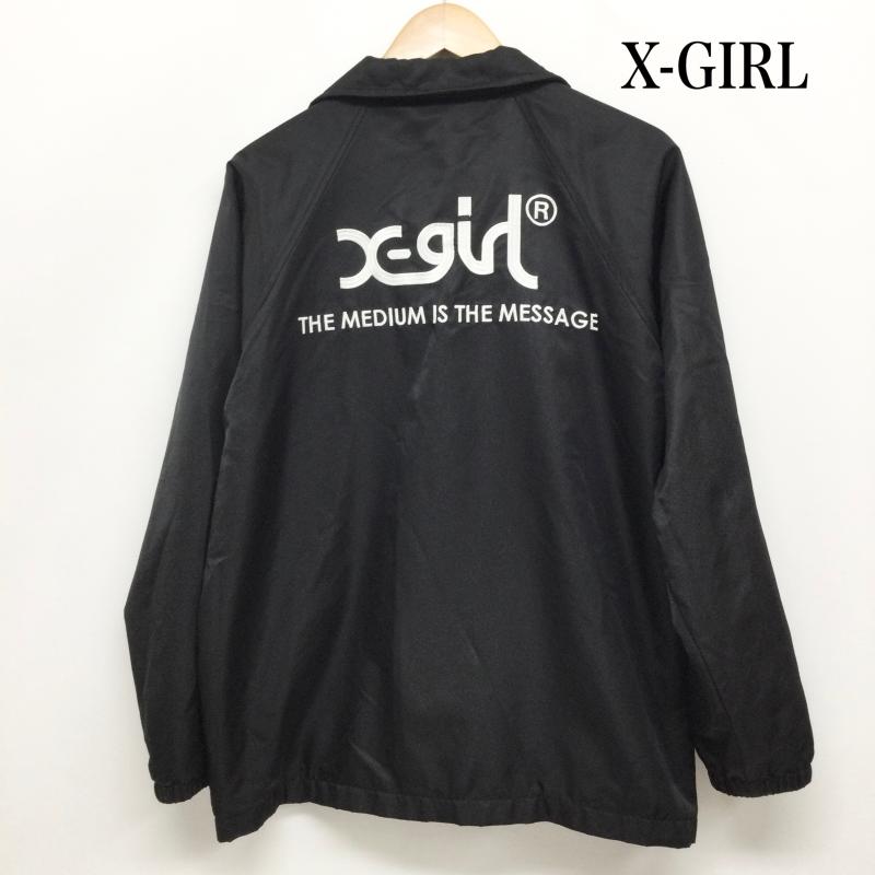 エックスガール X-girl ジャケット、上着 ジャンパー、ブルゾン X-girl  エックスガール コーチジャケット ナイロン 05171515 2 ロゴ、文字 黒 / ブラック / black レディース USED 古着 中古 50156269