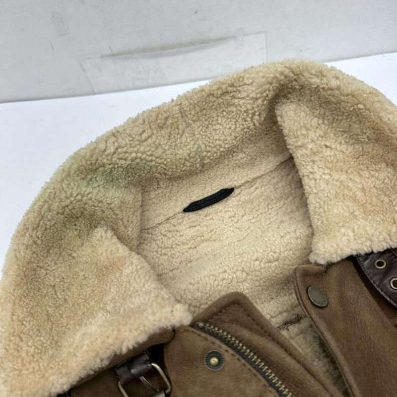 コールハーン COLE HAAN ジャケット、上着 ジャンパー、ブルゾン ラム レザー ムートン フライト ジャケット G49683 S 茶 / ブラウン / brown メンズ USED 古着 中古 50156272