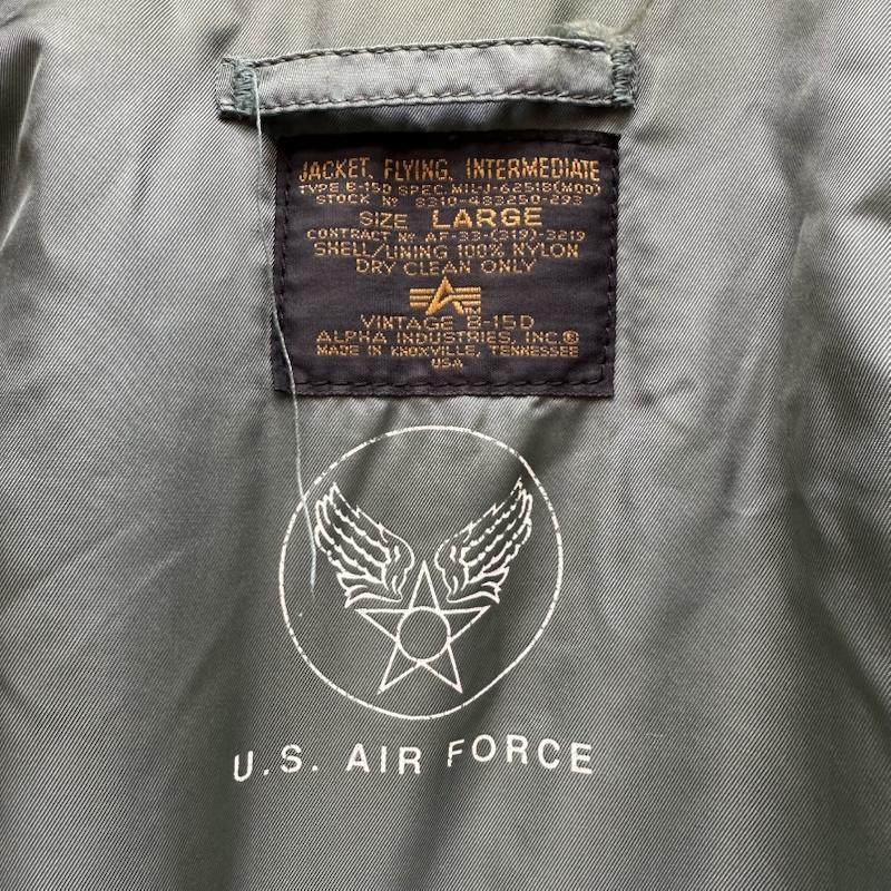 アルファ ALPHA ジャケット、上着 フライトジャケット U.S AIR FORCE B-15D フライト ジャケット L カーキオリーブ / カーキオリーブ / メンズ USED 古着 中古 50156275
