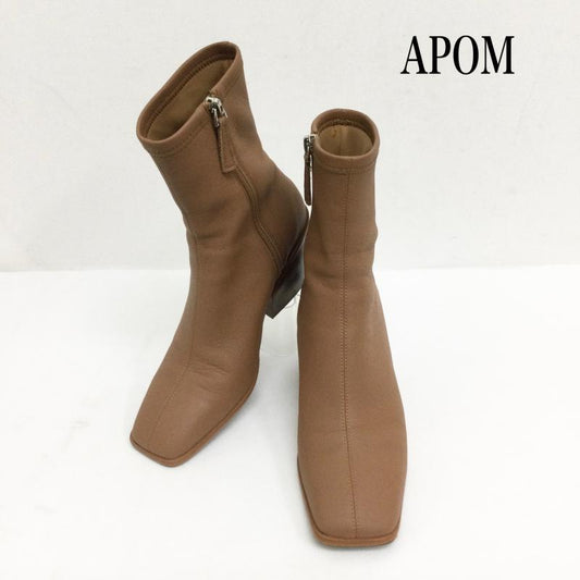 ＵＳＥＤ古着 USED/古着 ブーツ ショートブーツ APOM サイドジップショートブーツ　ストレッチレザーサイドジップブーツ　APOM186 24.0cm ベージュ / ベージュ / beige レディース USED 古着 中古 50156303