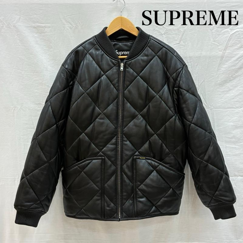 シュプリーム Supreme ジャケット、上着 レザージャケット 22AW Quilted Leather Work Jacket キルテッド レザー ワーク ジャケット M ワンポイント X ロゴ、文字 黒 / ブラック / black メンズ USED 古着 中古 50156351
