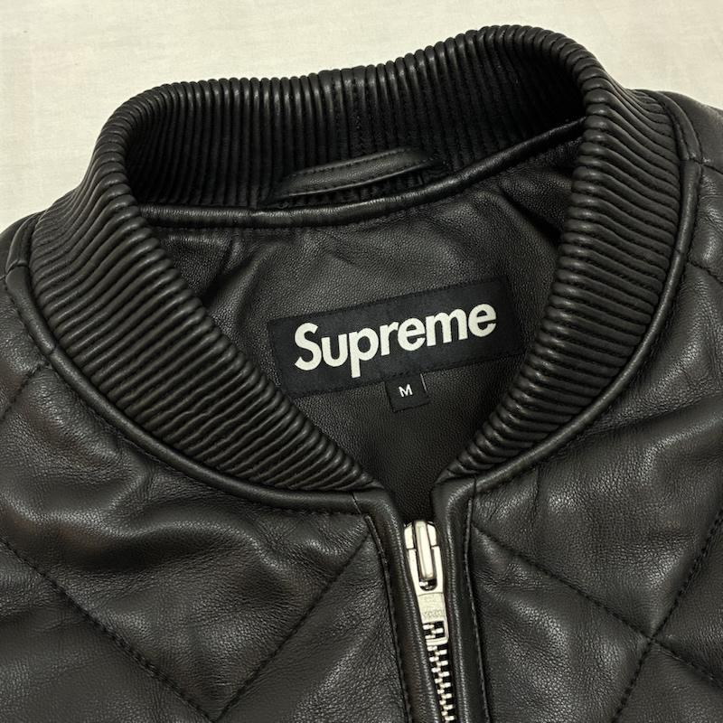シュプリーム Supreme ジャケット、上着 レザージャケット 22AW Quilted Leather Work Jacket キルテッド レザー ワーク ジャケット M ワンポイント X ロゴ、文字 黒 / ブラック / black メンズ USED 古着 中古 50156351