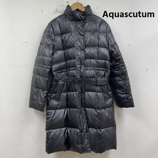 アクアスキュータム Aquascutum コート ダウンコート ダウン ジップ アップ ジャケット ポリエステル ダークブラウン / ダークブラウン / レディース USED 古着 中古 50156353