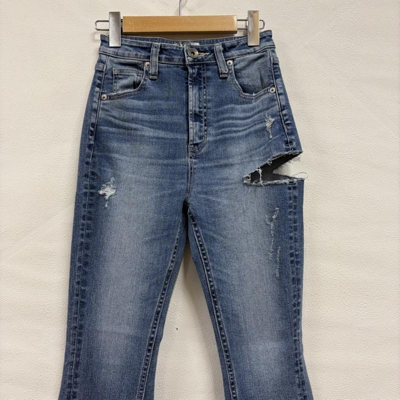 ジェイダ GYDA パンツ デニム、ジーンズ ハイウエスト デザイン フレア デニム クラッシュ ダメージ ストレッチ M ダメージ加工 青 / ブルー / blue レディース USED 古着 中古 50156375
