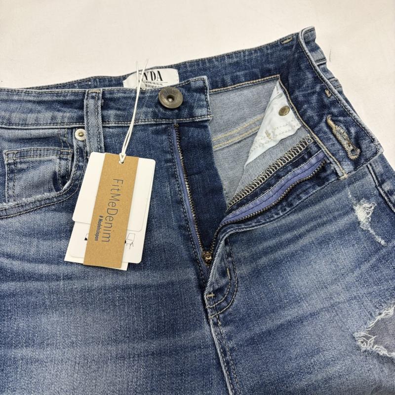 ジェイダ GYDA パンツ デニム、ジーンズ ハイウエスト デザイン フレア デニム クラッシュ ダメージ ストレッチ M ダメージ加工 青 / ブルー / blue レディース USED 古着 中古 50156375