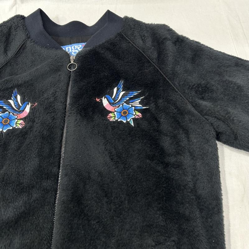 古着 USED ジャケット、上着 ジャンパー、ブルゾン range レンジ ska style fleece zip jkt black L スワロー刺繍 フリーススカジャン L 刺繍 黒 / ブラック / black メンズ USED 古着 中古 50156385