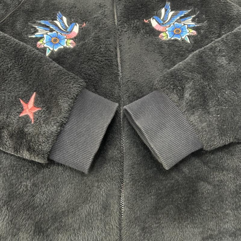 古着 USED ジャケット、上着 ジャンパー、ブルゾン range レンジ ska style fleece zip jkt black L スワロー刺繍 フリーススカジャン L 刺繍 黒 / ブラック / black メンズ USED 古着 中古 50156385