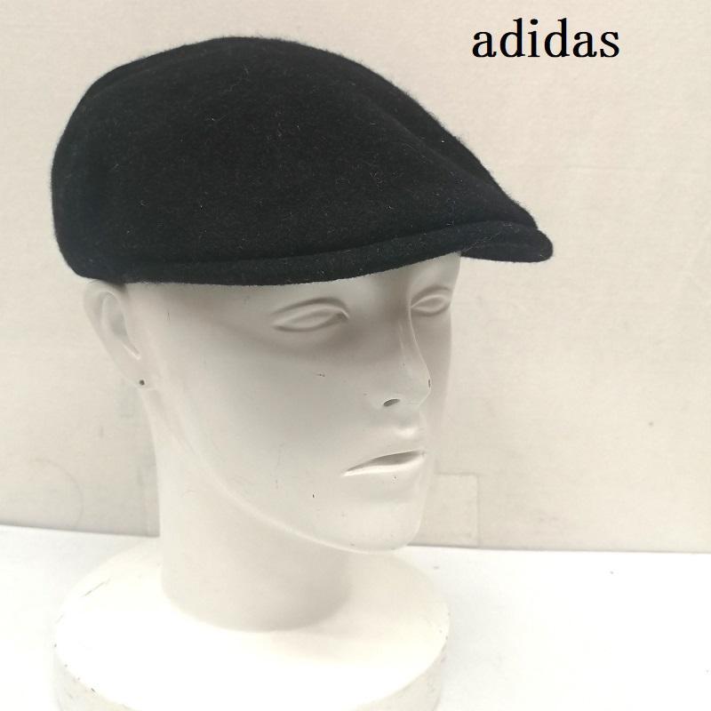 アディダス adidas 帽子 ハンチング 90s ウール ハンチング キャップ トレフォイル ロゴ 刺繍 - 黒 / ブラック / black メンズ USED 古着 中古 50156387