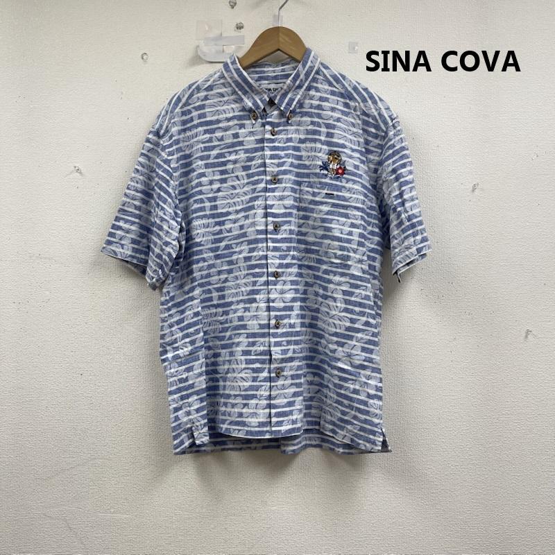 古着 USED シャツ、ブラウス 半袖 SINA COVA メンズ カジュアル 花柄 ボーダー シャツ LL 水色 / ライトブルー / メンズ USED 古着 中古 50156393