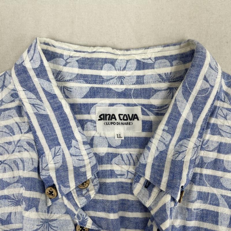 古着 USED シャツ、ブラウス 半袖 SINA COVA メンズ カジュアル 花柄 ボーダー シャツ LL 水色 / ライトブルー / メンズ USED 古着 中古 50156393