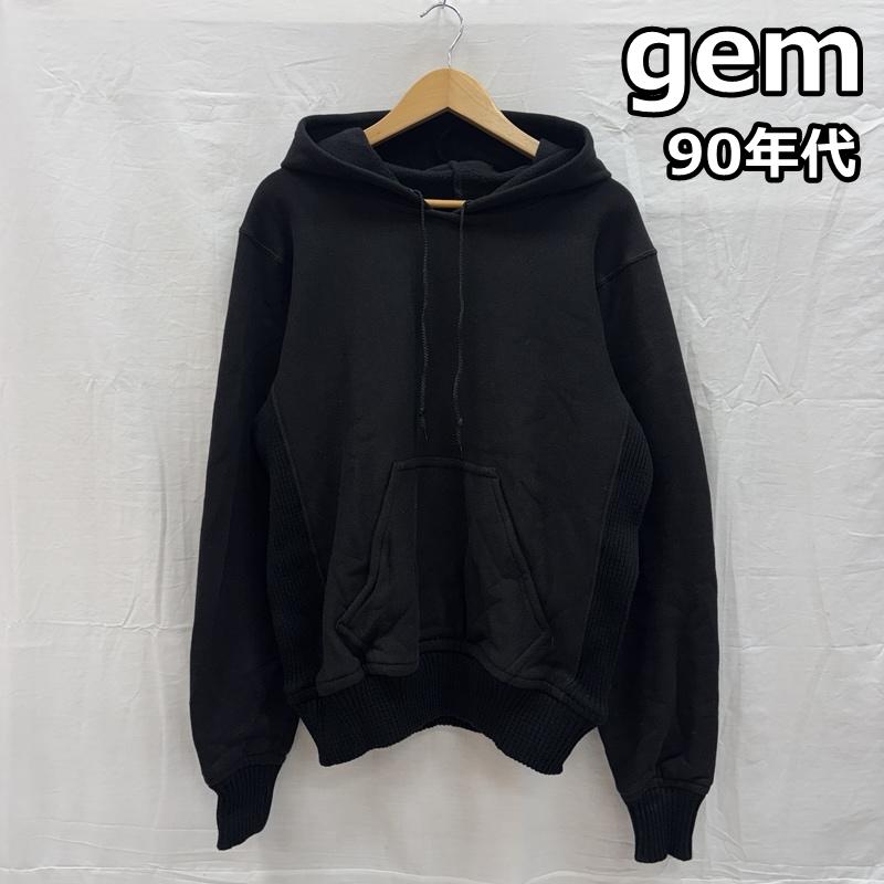 古着 USED パーカー 長袖 gem 90年代 ビンテージ USA製 サイドリブ プルオーバー フーディ スウェット パーカー 90s VINTAGE L 黒 / ブラック / black メンズ USED 古着 中古 50156418