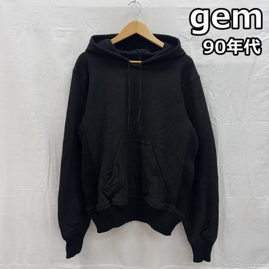古着 USED パーカー 長袖 gem 90年代 ビンテージ USA製 サイドリブ プルオーバー フーディ スウェット パーカー 90s VINTAGE L 黒 / ブラック / black メンズ USED 古着 中古 50156418