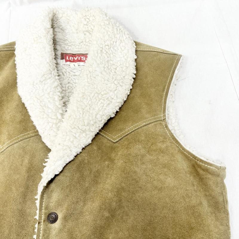 ヴィンテージ VINTAGE ベスト ベスト 70s Levi s リーバイス スウェードボアベスト ムートン ベージュ L L 無地 ベージュ / ベージュ / beige メンズ USED 古着 中古 50156422