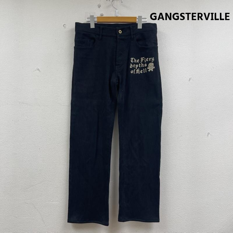ギャングスタービル GANGSTERVILLE パンツ ワークパンツ、ペインターパンツ コーデュロイ ロゴ 文字 ワーク パンツ S 黒 / ブラック / black メンズ USED 古着 中古 50156423