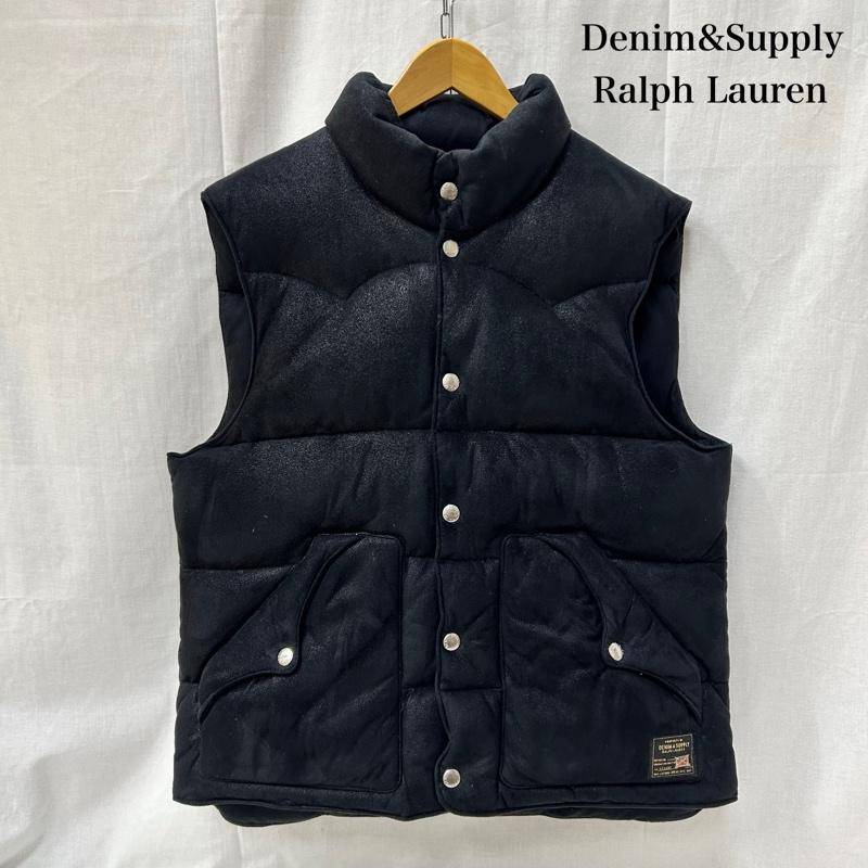 デニムアンドサプライラルフローレン DENIM & SUPPLYRALPHLAUREN ベスト ベスト ダウンベスト black L(180/100A) ウエスタンデザイン スナップボタン L ワンポイント 黒 / ブラック / black メンズ USED 古着 中古 50156424