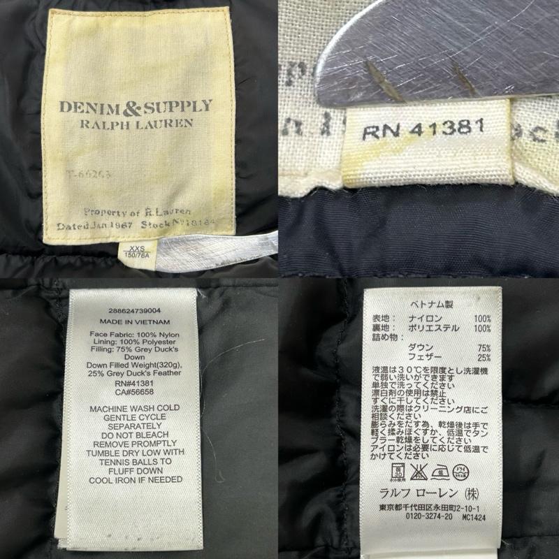 デニムアンドサプライラルフローレン DENIM & SUPPLYRALPHLAUREN ジャケット、上着 ダウンジャケット ダウンジャケット US国旗 black XXS(150/76A) XXS 無地 黒 / ブラック / black レディース USED 古着 中古 50156425