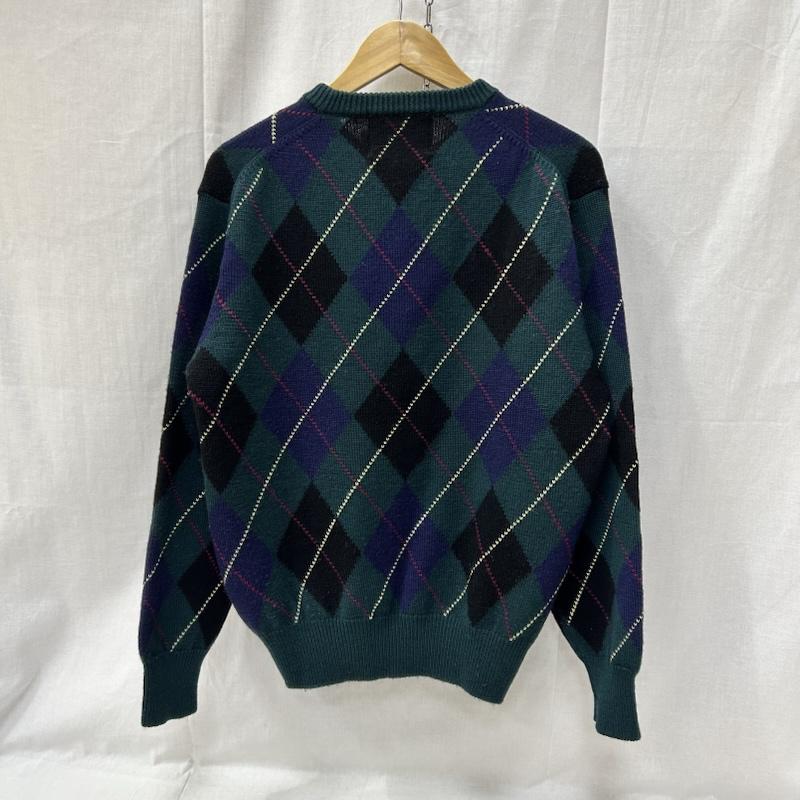 チャップスラルフローレン CHAPSRALPHLAUREN ニット、セーター 長袖 90s アーガイルニット カモ刺繍 green M M チェック X 刺繍 緑 / グリーン / green メンズ USED 古着 中古 50156427