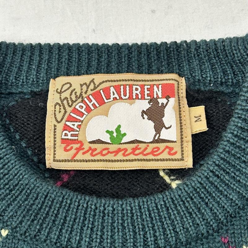 チャップスラルフローレン CHAPSRALPHLAUREN ニット、セーター 長袖 90s アーガイルニット カモ刺繍 green M M チェック X 刺繍 緑 / グリーン / green メンズ USED 古着 中古 50156427