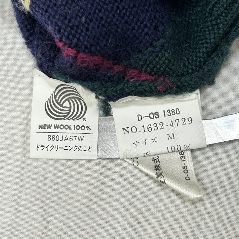 チャップスラルフローレン CHAPSRALPHLAUREN ニット、セーター 長袖 90s アーガイルニット カモ刺繍 green M M チェック X 刺繍 緑 / グリーン / green メンズ USED 古着 中古 50156427