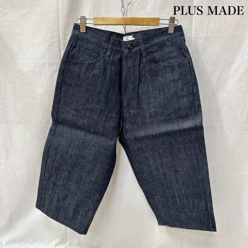 古着 USED ボトムス ボトムス plusmade プラスメイド デニムハーフパンツ インディゴ madeinjapan サイズS S 無地 紺 / ネイビー / navy メンズ USED 古着 中古 50156429