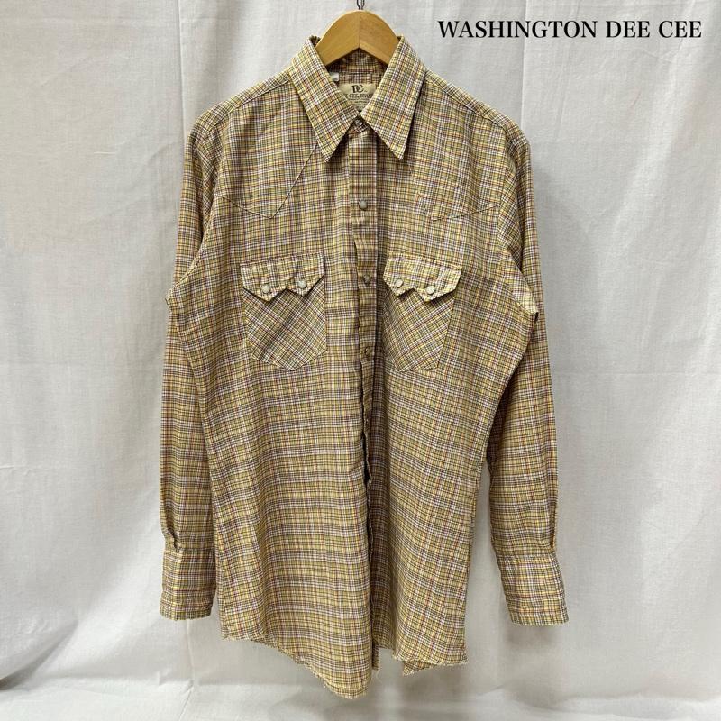 ヴィンテージ VINTAGE シャツ、ブラウス 長袖 70s 80s WASHINTON DEE CEE ウエスタンシャツ イエローベージュ USA製 15 1/2 33(約M相当) - チェック ベージュ / ベージュ / beige X 黄 / イエロー / yellow メンズ USED 古着 中古 50156431