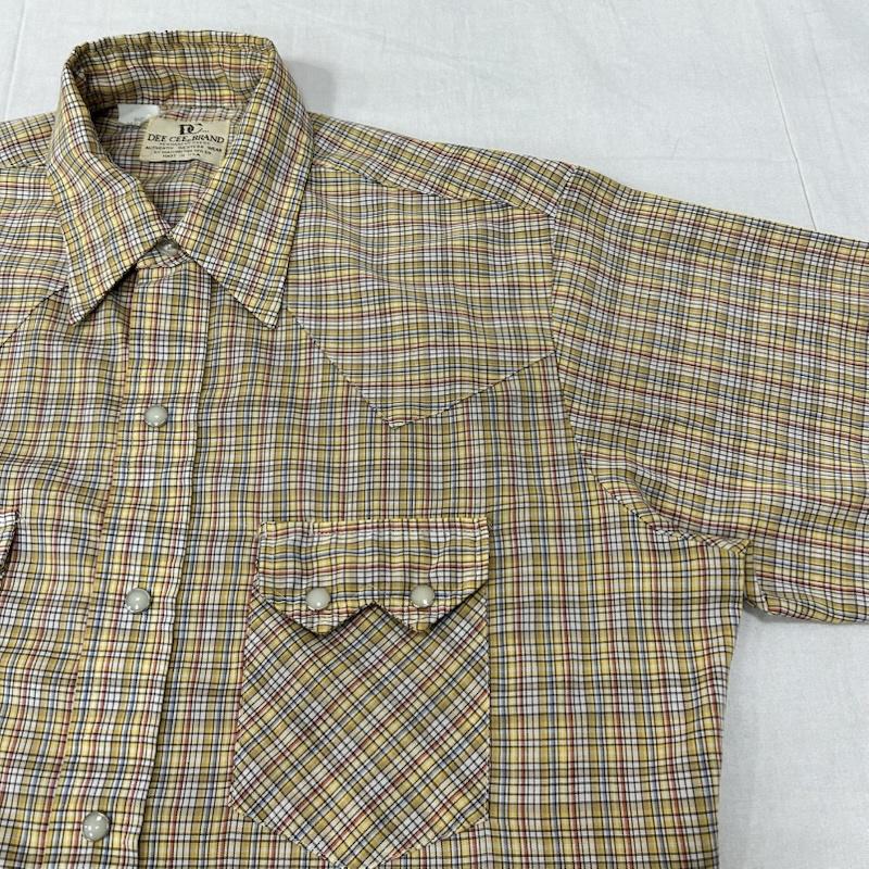 ヴィンテージ VINTAGE シャツ、ブラウス 長袖 70s 80s WASHINTON DEE CEE ウエスタンシャツ イエローベージュ USA製 15 1/2 33(約M相当) - チェック ベージュ / ベージュ / beige X 黄 / イエロー / yellow メンズ USED 古着 中古 50156431