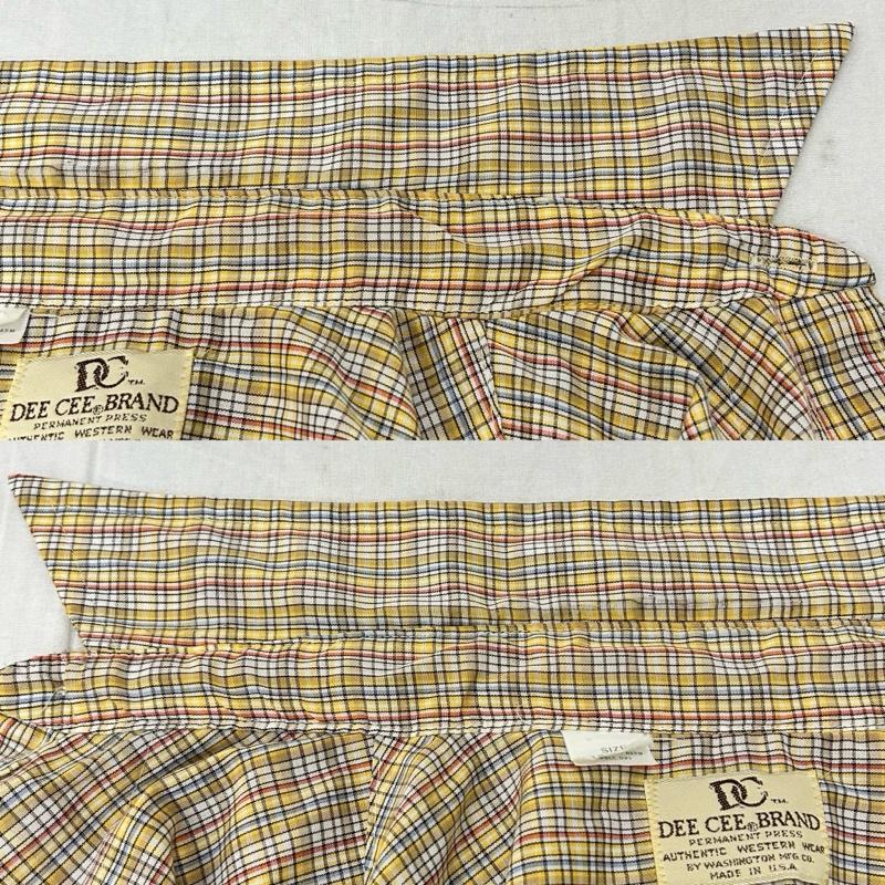 ヴィンテージ VINTAGE シャツ、ブラウス 長袖 70s 80s WASHINTON DEE CEE ウエスタンシャツ イエローベージュ USA製 15 1/2 33(約M相当) - チェック ベージュ / ベージュ / beige X 黄 / イエロー / yellow メンズ USED 古着 中古 50156431