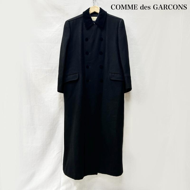 コムデギャルソン COMME des GARCONS コート コート一般 80s 90s ダブルブレストロングコート ベルベット ウール くるみボタン ブラック - 無地 黒 / ブラック / black メンズ USED 古着 中古 50156436