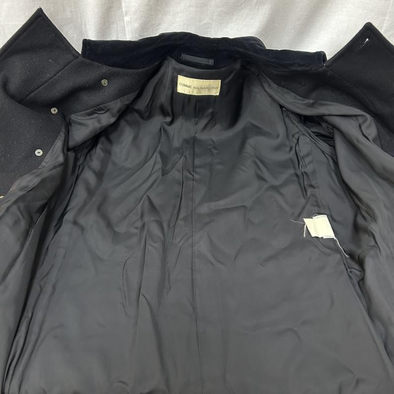 コムデギャルソン COMME des GARCONS コート コート一般 80s 90s ダブルブレストロングコート ベルベット ウール くるみボタン ブラック - 無地 黒 / ブラック / black メンズ USED 古着 中古 50156436