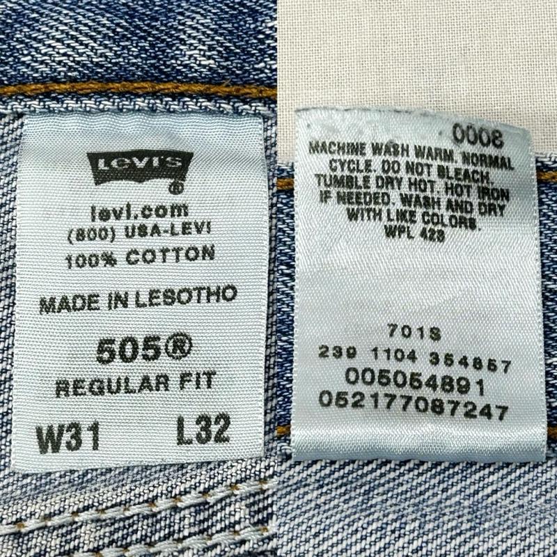 リーバイス Levi s パンツ デニム、ジーンズ LESOTHO製 505 REGULAR FIT デニムパンツ ライトブルー W31 L32 - 無地 水色 / ライトブルー / メンズ USED 古着 中古 50156439