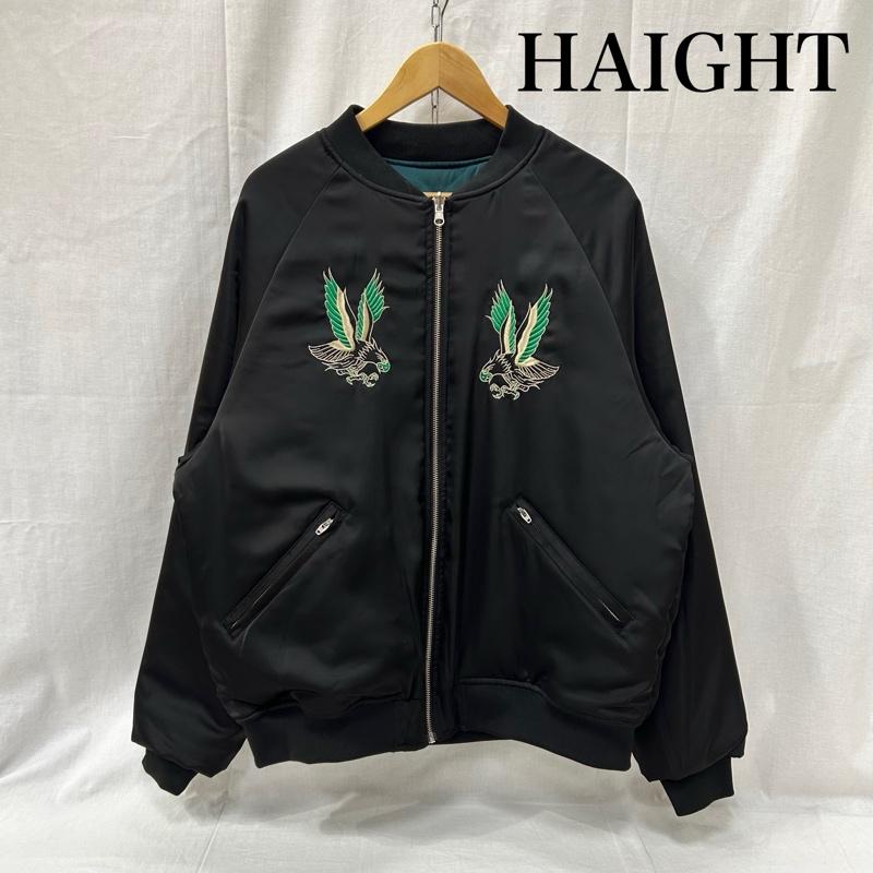 古着 USED ジャケット、上着 ジャンパー、ブルゾン HAIGHT ヘイト REVERSIBLE SATIN JACKET black XL XL 刺繍 黒 / ブラック / black X 緑 / グリーン / green メンズ USED 古着 中古 50156442