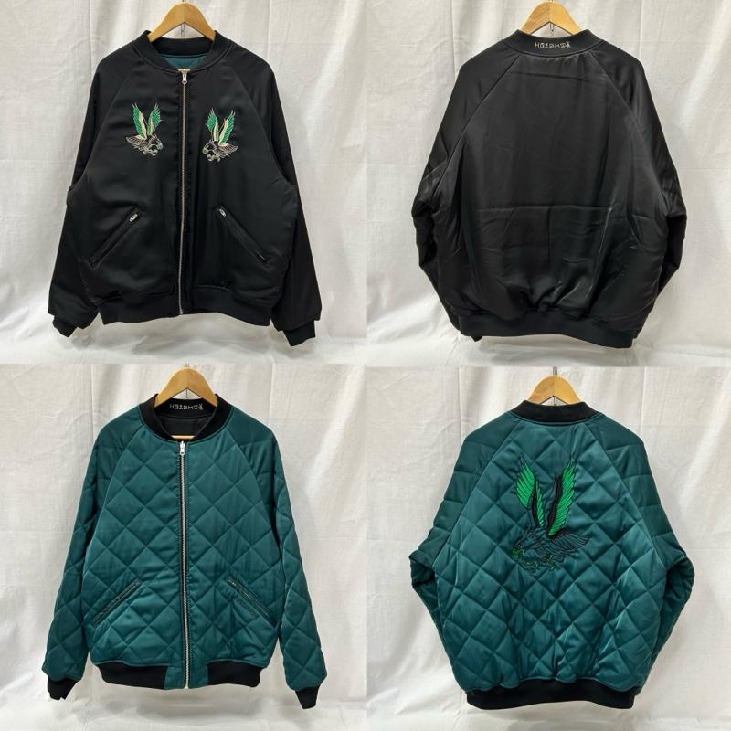 古着 USED ジャケット、上着 ジャンパー、ブルゾン HAIGHT ヘイト REVERSIBLE SATIN JACKET black XL XL 刺繍 黒 / ブラック / black X 緑 / グリーン / green メンズ USED 古着 中古 50156442