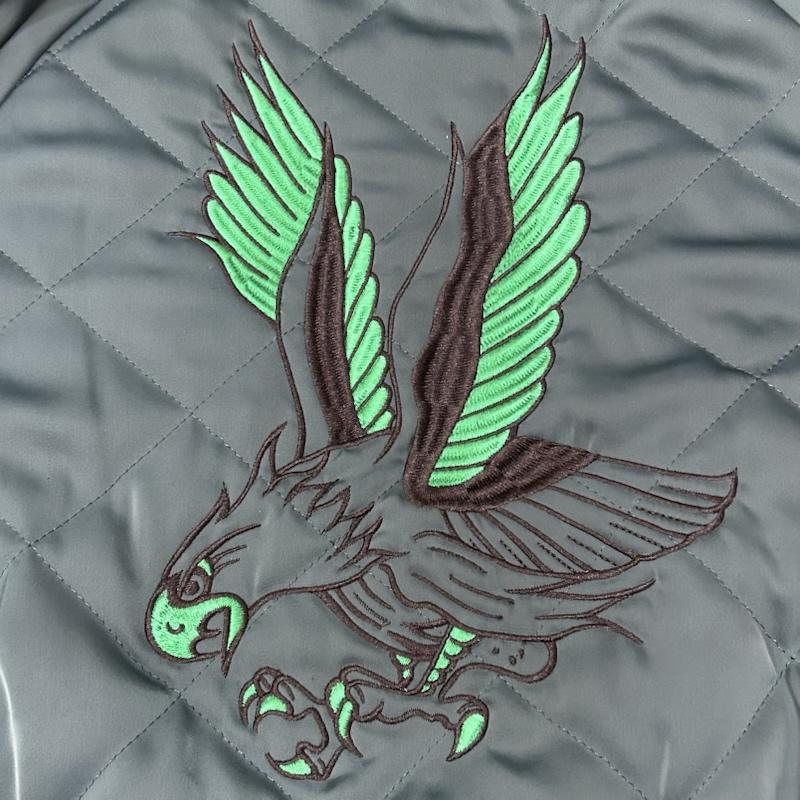 古着 USED ジャケット、上着 ジャンパー、ブルゾン HAIGHT ヘイト REVERSIBLE SATIN JACKET black XL XL 刺繍 黒 / ブラック / black X 緑 / グリーン / green メンズ USED 古着 中古 50156442