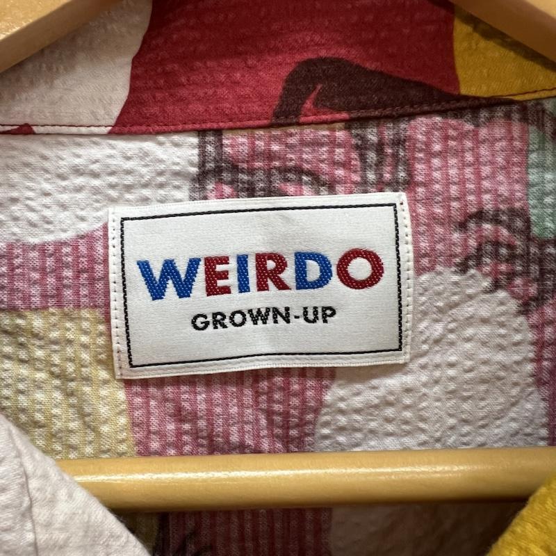 ウィアード WEIRDO シャツ、ブラウス 半袖 モンスター柄 シアサッカー 開襟シャツ オープンカラー L 赤 / レッド / red メンズ USED 古着 中古 50156454